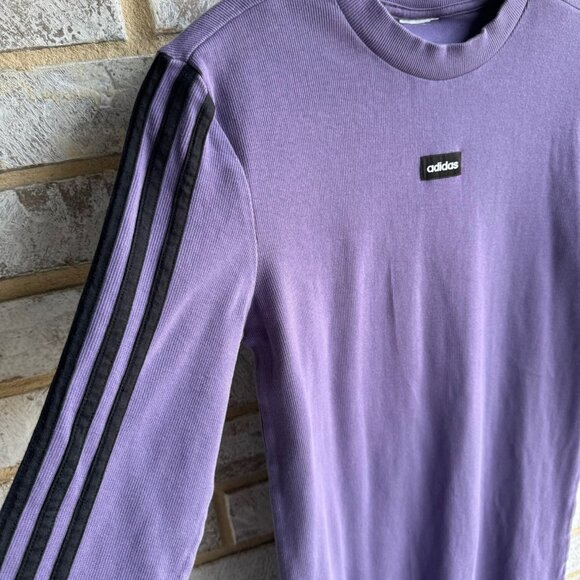 Adidas Three Stripes Purple 3/4 Sleeve Ribbed Dress Women's Size XS. - Picture 5 of 6